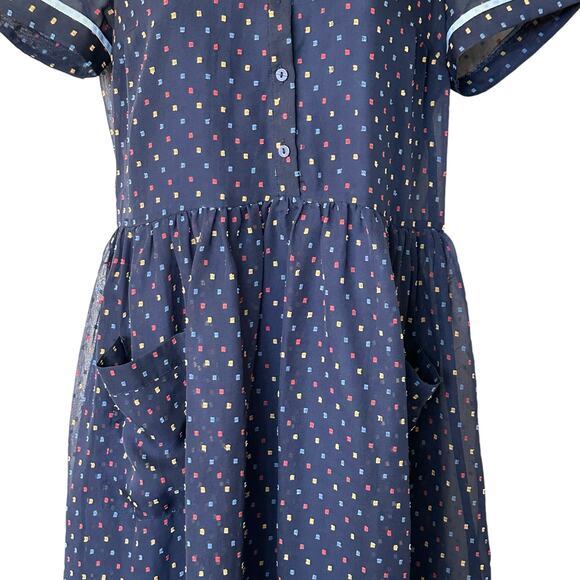 ModCloth Polka Dot Short-Sleeve Sheer blue Dress attached‎ slip S - Picture 8 of 10